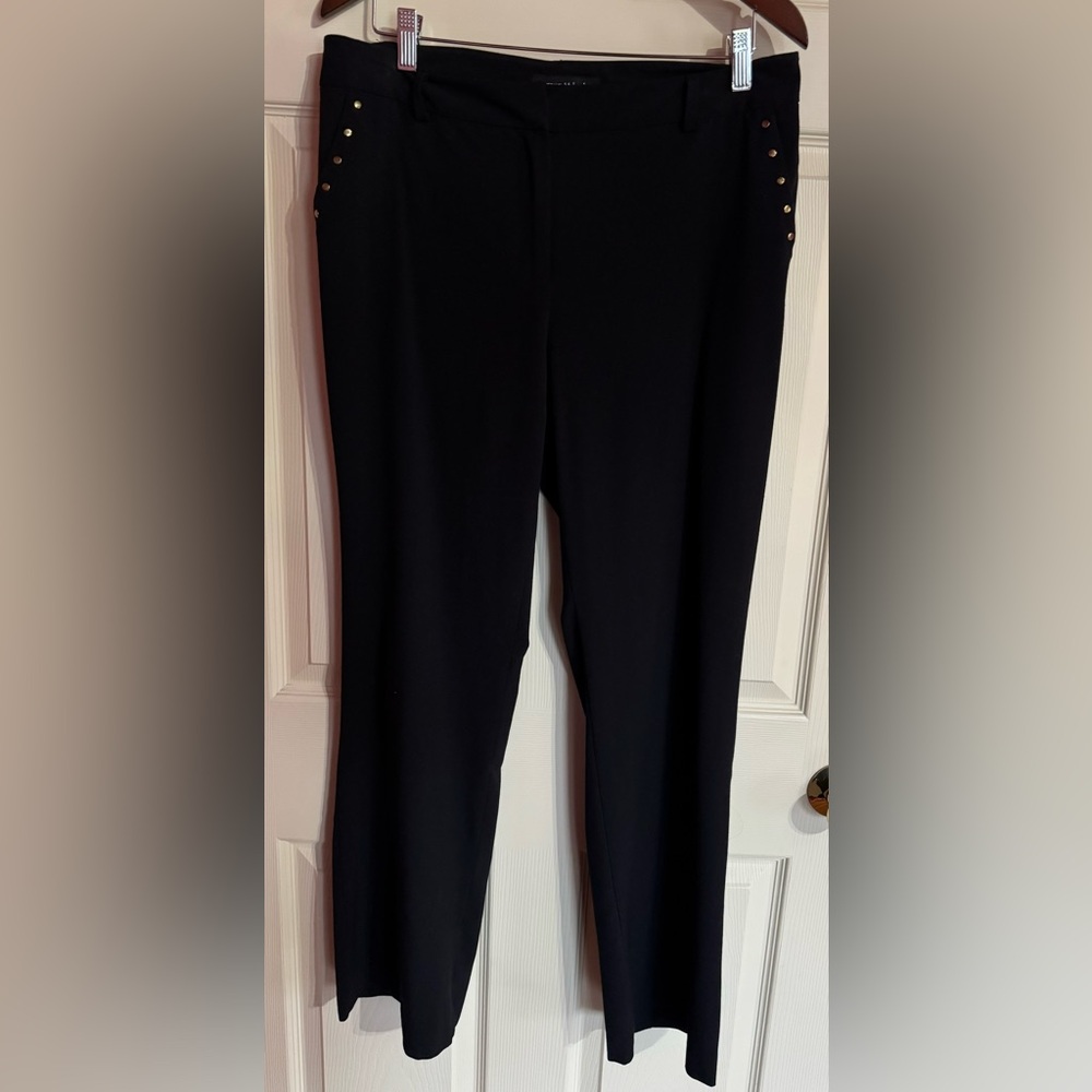 Catherine Malandrino size 10 black “Mid Rise Nail Head Stud Pant” w/pockets